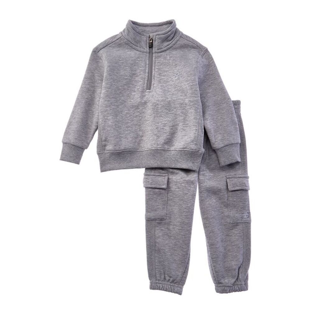 New Balance Boys  2Pc Fleece 1/2-Zip Pullover & Cargo Jogger Set, Grey